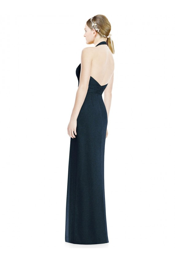 V-Neck Halter Chiffon Bridesmaid Dress with Side Front Slit for Sale