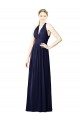 V-Neck Halter Long Open Back Chiffon Bridesmaid Dress for Sale