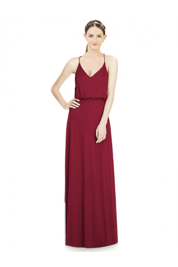 Full Length V-Neck A-Line Chiffon Boho Bridesmaid Dress for Sale