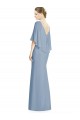 V-Back Trumpet Chiffon Bridesmaid Dress with Draped Cape Overlay for Sale