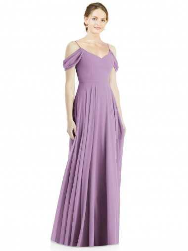 Off the Shoulder Open Cowl-Back Maxi Bridesmaid Dress for Sale