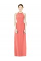 Open Back Shirred Halter Chiffon Bridesmaid Dress for Sale