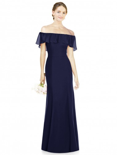 Off the Shoulder Full-Length Trumpet Chiffon Bridesmaid Dress for Sale