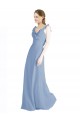 Fluted Chiffon Wrap Bridesmaid Dress with Ruffles V-Neck for Sale