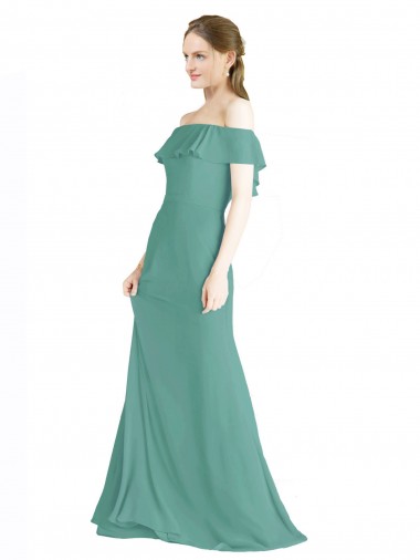 Off the Shoulder Bohemian Chiffon Bridesmaid Dress for Sale