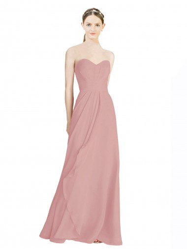 Daped A-Line Chiffon Bridesmaid Dress with Pleated Sweetheart Bodice for Sale