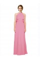 Ruffle Halter Neck A-Line Chiffon Bridesmaid Dress with Open Back for Sale