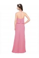 Ruffle Halter Neck A-Line Chiffon Bridesmaid Dress with Open Back for Sale