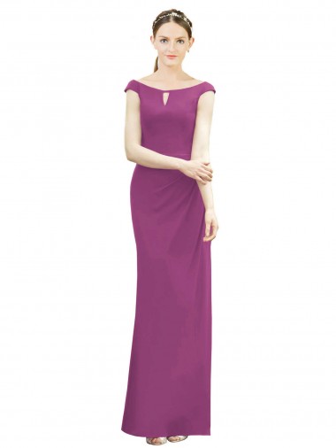 Full Length Long Chiffon Bridesmaid Dress with Boat Neck for Sale