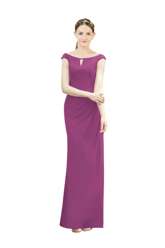 Full Length Long Chiffon Bridesmaid Dress with Boat Neck for Sale
