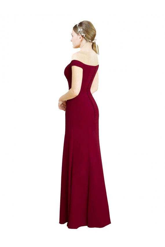 Off the Shoulder Long Chiffon Bridesmaid Dress / Prom Dress with Pleats for Sale