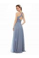 High Neck Chiffon Bridesmaid Dress with Draped Bodice & Pockets for Sale