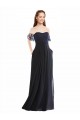 Boho Bridesmaid Dress with Beaded Embroidered Bodice and Flutter Cap Sleeves for Sale