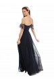 Boho Bridesmaid Dress with Beaded Embroidered Bodice and Flutter Cap Sleeves for Sale
