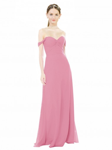 Fitted Sweetheart Bodice Chiffon Bridesmaid Dress with Draped Cap Sleeves for Sale