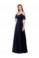 Chiffon Bridesmaids Dress with Off the Shoulder Ruffle Detail for Sale