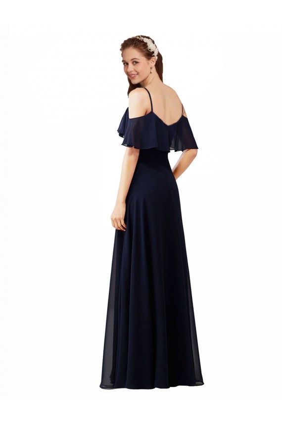 Chiffon Bridesmaids Dress with Off the Shoulder Ruffle Detail for Sale