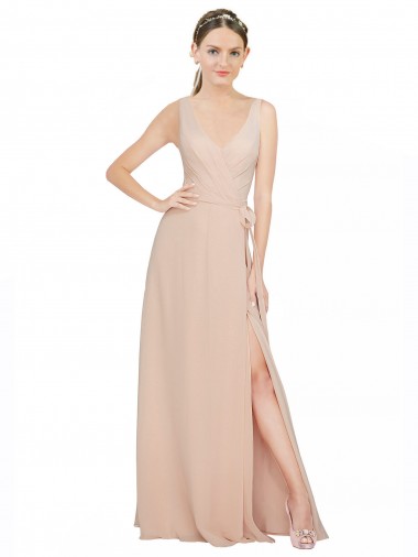 Chiffon Bridesmaids Dress with Matching Chiffon Tie Sash for Sale