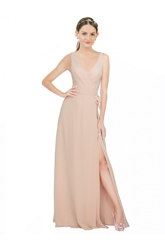 Chiffon Bridesmaids Dress with Matching Chiffon Tie Sash for Sale