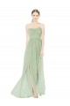 Strapless Draped Bodice Maxi Bridesmaid Dress with Front Slits for Sale