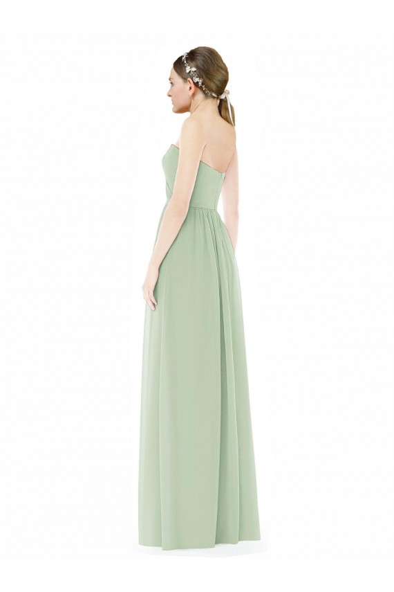 Strapless Draped Bodice Maxi Bridesmaid Dress with Front Slits for Sale