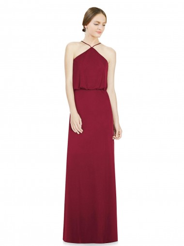 Sleek Halter Neck A-Line Chiffon Bridesmaid Dress for Sale