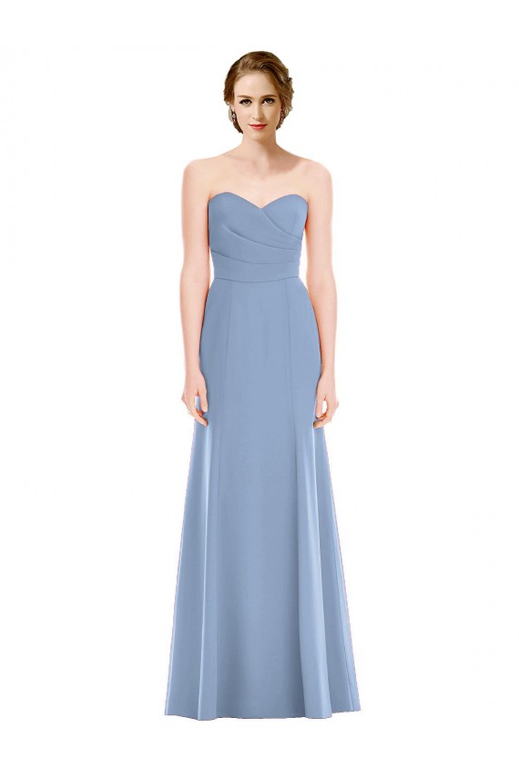Draped Strapless Sweetheart Trumpet Chiffon Bridesmaid Dress for Sale