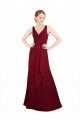 Twist-Knot V-Neckline Long Chiffon Bridesmaid Dress for Sale