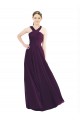 Draped Long Chiffon Bridesmaid Dress with Unique Crossed Neckline for Sale