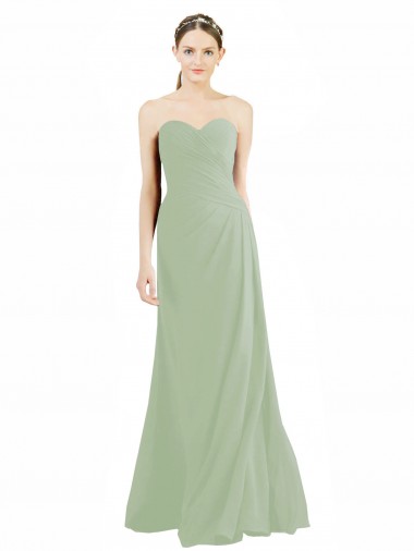 Sweetheart Neckline Draped Floor Length Chiffon Bridesmaid Dress for Sale