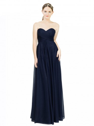 Strapless Sweetheart Long Chiffon Bridesmaid Dress Low Back for Sale