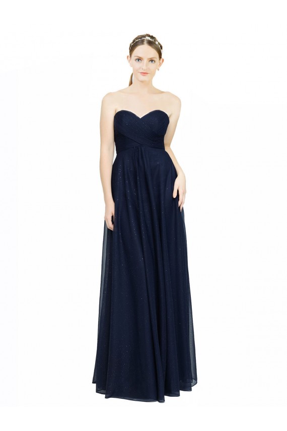 Strapless Sweetheart Long Chiffon Bridesmaid Dress Low Back for Sale