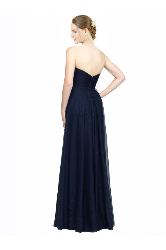 Strapless Sweetheart Long Chiffon Bridesmaid Dress Low Back for Sale