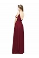 Off the Shoulder V-Neck Petite Chiffon Bridesmaid Dress with Open Back for Sale