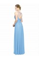 Double Straps Shoulder V-Neck Sheath Chiffon Bridesmaid Dress with Keyhole Back for Sale