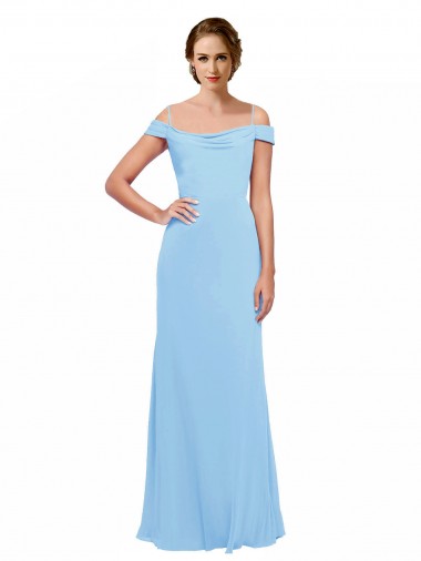 Off the Shoulder Bateau Neck Chiffon Bridesmaid Dress with Straps for Sale