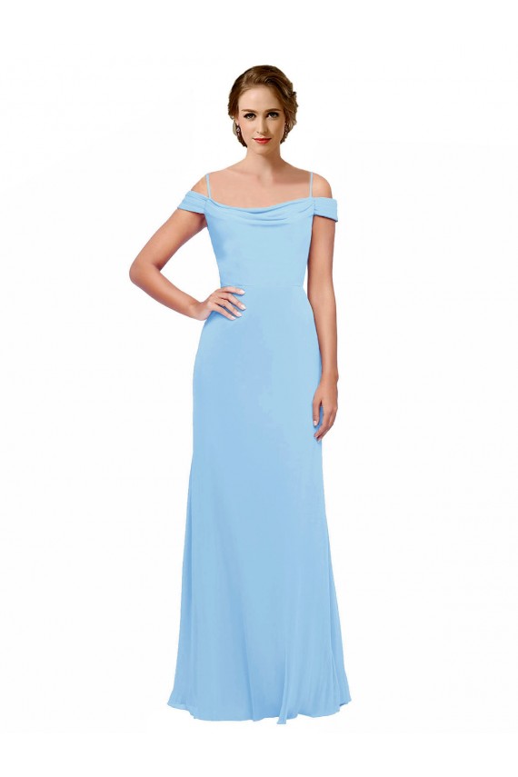 Off the Shoulder Bateau Neck Chiffon Bridesmaid Dress with Straps for Sale