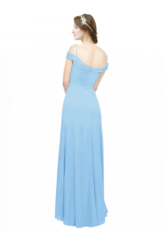 Off the Shoulder Bateau Neck Chiffon Bridesmaid Dress with Straps for Sale