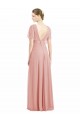 Draped Short Sleeves Long Chiffon A-Line Bridesmaid Dress for Sale