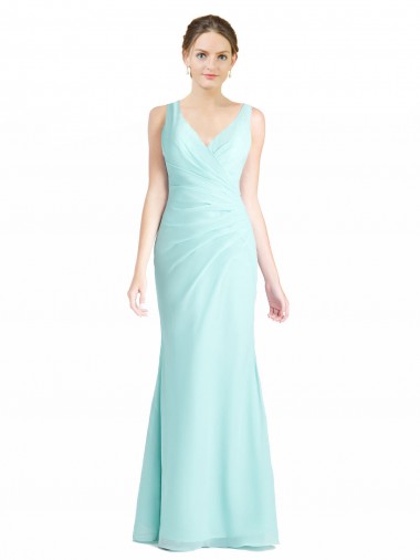 Ruched Bodice Sweetheart Chiffon Bridesmaid Dress with Lace Back for Sale