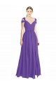 Off the Shoulder Cap Sleeves Chiffon Bridesmaid Dress with Pleats for Sale