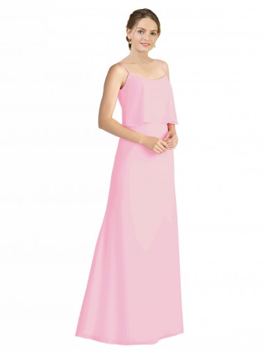 Spaghetti Straps A-Line Chiffon Bridesmaid Dress Low Back for Sale