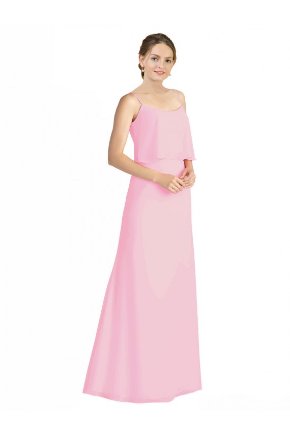 Spaghetti Straps A-Line Chiffon Bridesmaid Dress Low Back for Sale