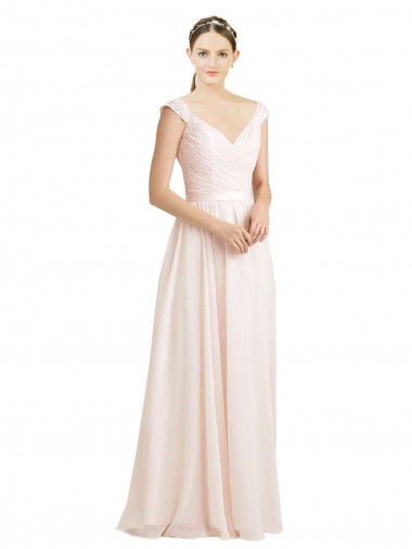 Sweetheart A-Line Chiffon Bridesmaid Dress with Ruched Lace Bodice for Sale
