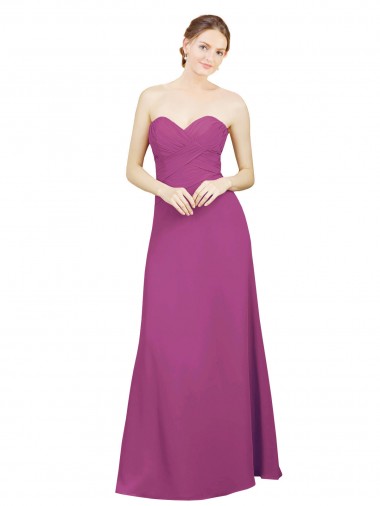 Sweetheart Neckline Pleated Chiffon Bridesmaid Dress with Low Back for Sale
