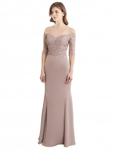 Sweetheart Neckline Long Sleeves Lace Bridesmaid Dress for Sale