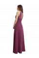 High Neckline Long Chiffon Bridesmaid Dress with Beaded Trim for Sale