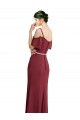 Draped Cold Shoulder Long Chiffon Bridesmaid Dress with Spaghetti Straps for Sale
