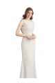 Long Chiffon Bridesmaid Dress with Boat Neckline and Satin Collar for Sale