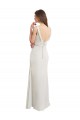 Long Chiffon Bridesmaid Dress with Boat Neckline and Satin Collar for Sale